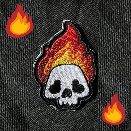 Cute flame skull patch